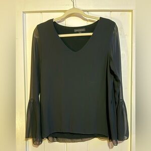 Banana Republic Black Sheer Sleeve Blouse